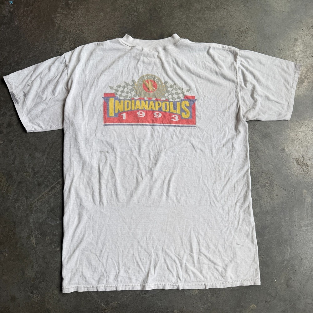 Vintage Indianapolis Racing Shirt Mens XL White Winston Pocket Tee 1993 90s USA